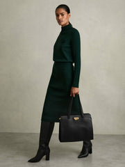 Grained Leather Tote Bag Black | Womens