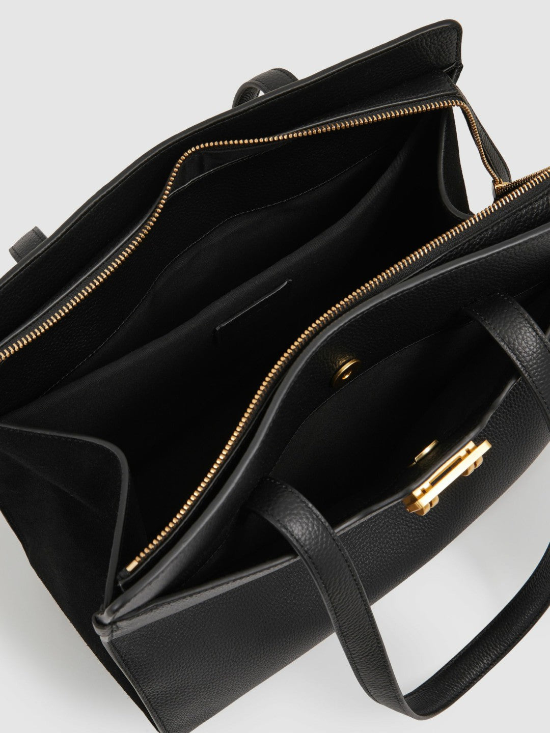 Grained Leather Tote Bag Black | Womens