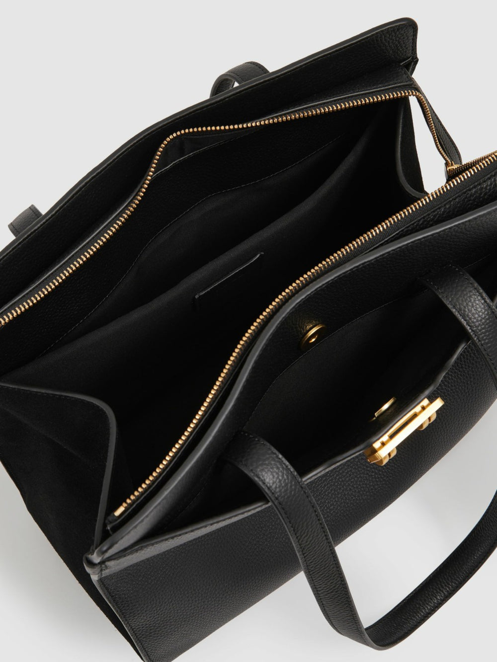 Grained Leather Tote Bag Black | Womens