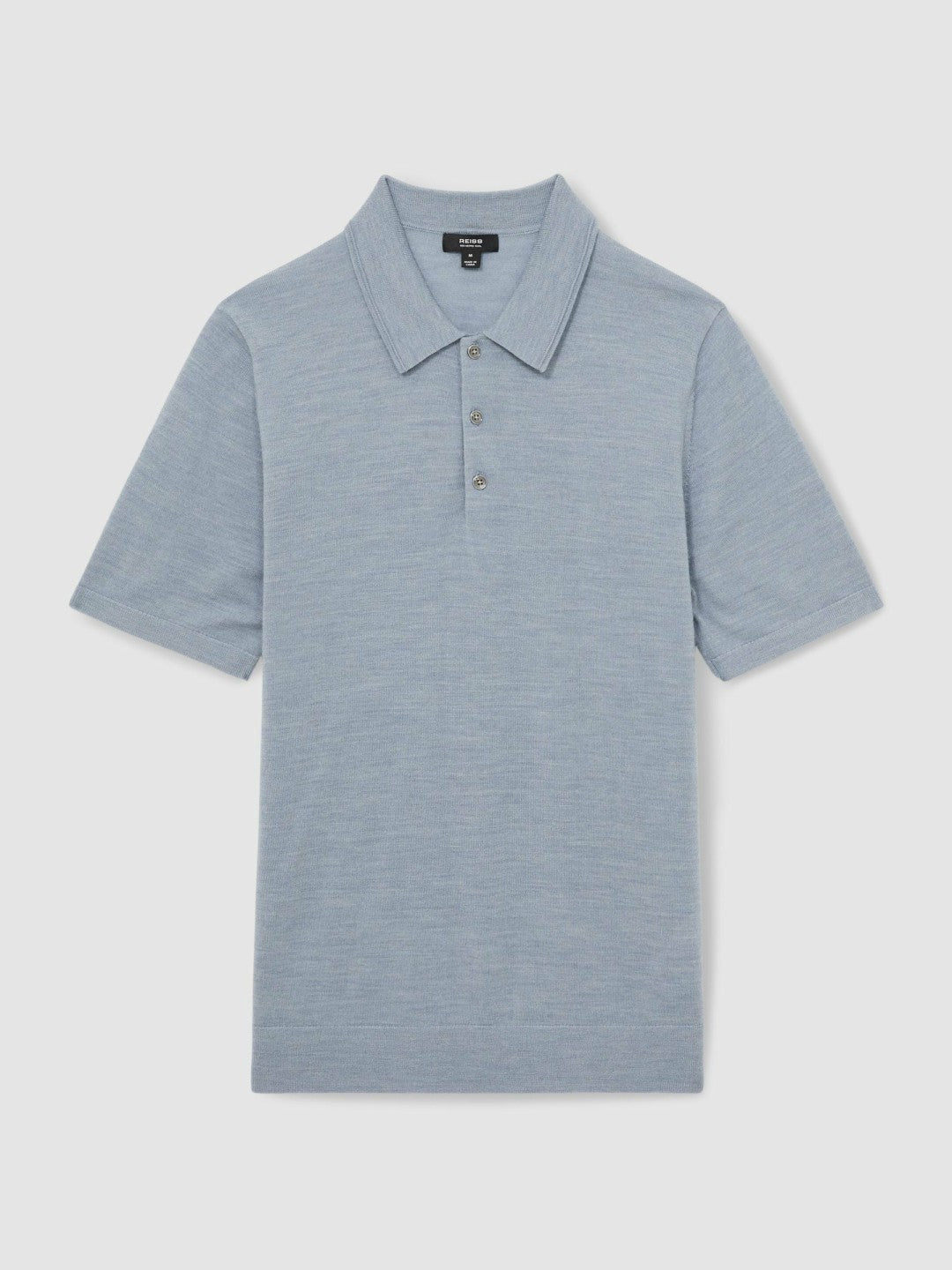 Merino Wool Polo Shirt Soft Blue | Mens