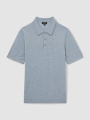 Merino Wool Polo Shirt Soft Blue | Mens