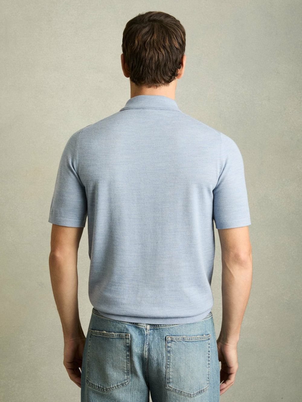 Merino Wool Polo Shirt Soft Blue | Mens