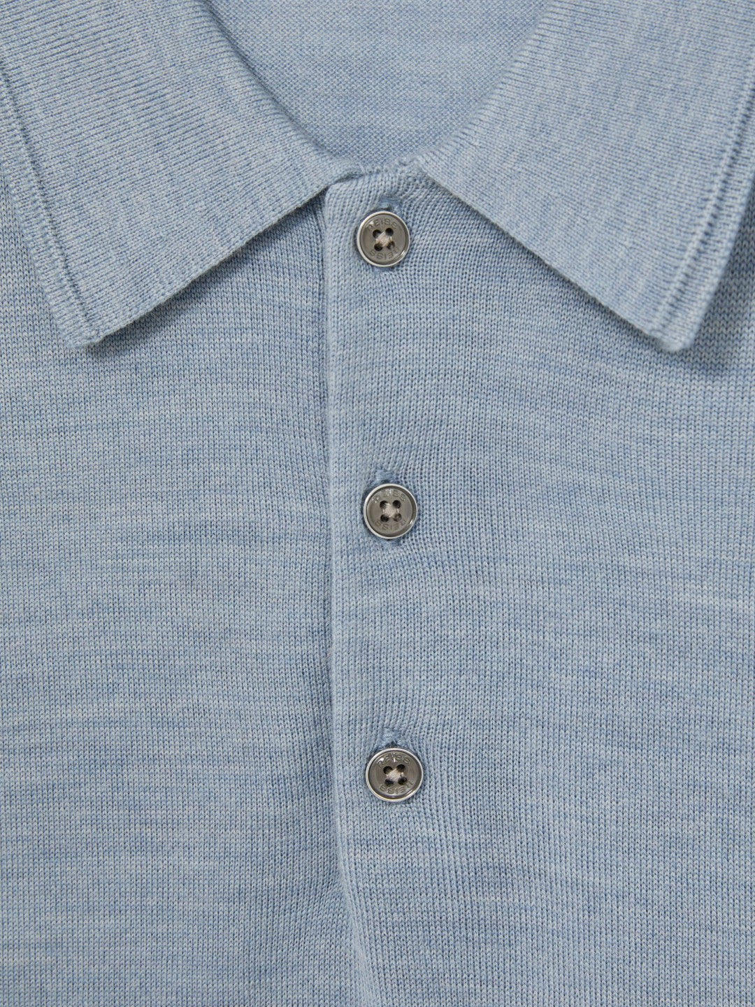 Merino Wool Polo Shirt Soft Blue | Mens