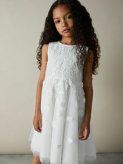 9-13 yrs Tulle Floral-Embroidered Bridesmaid Dress Ivory | Children