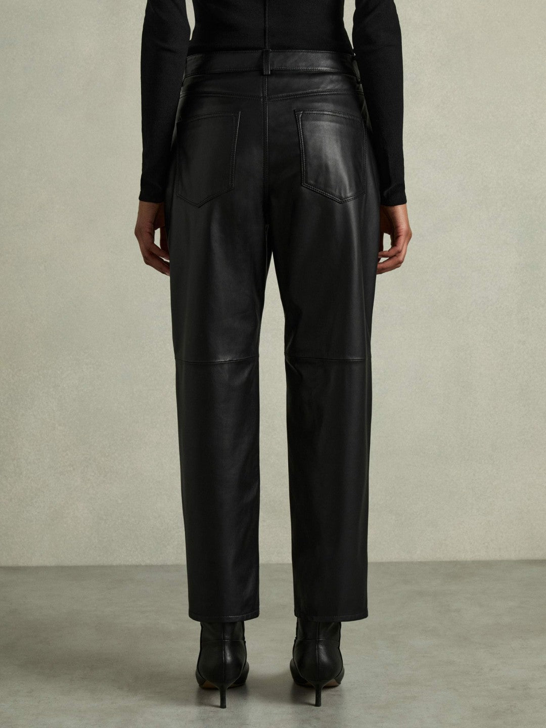 Leather Slim-Leg Trousers Black | Womens