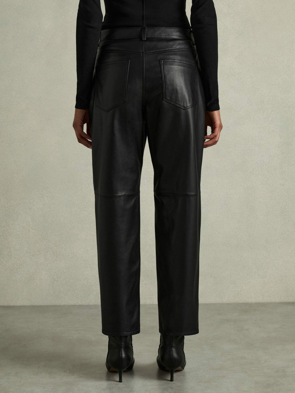 Leather Slim-Leg Trousers Black | Womens