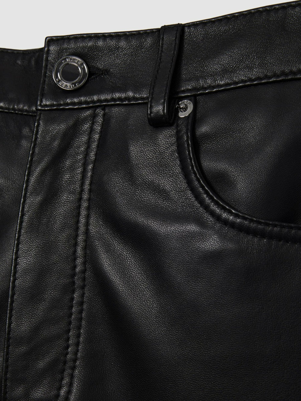 Leather Slim-Leg Trousers Black | Womens