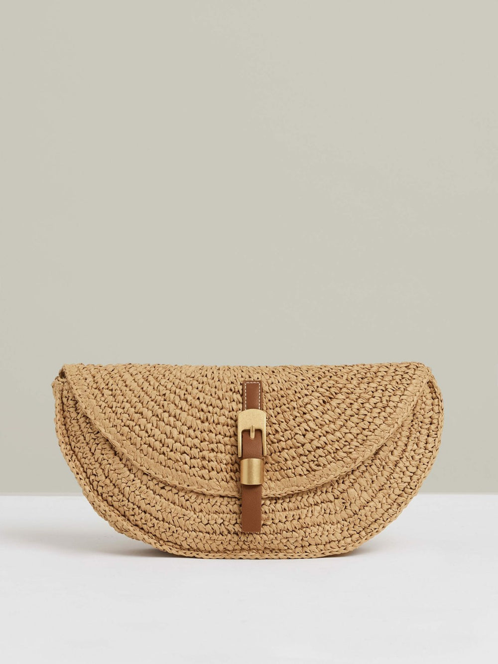 Raffia Half-Moon Clutch Bag Natural | Womens