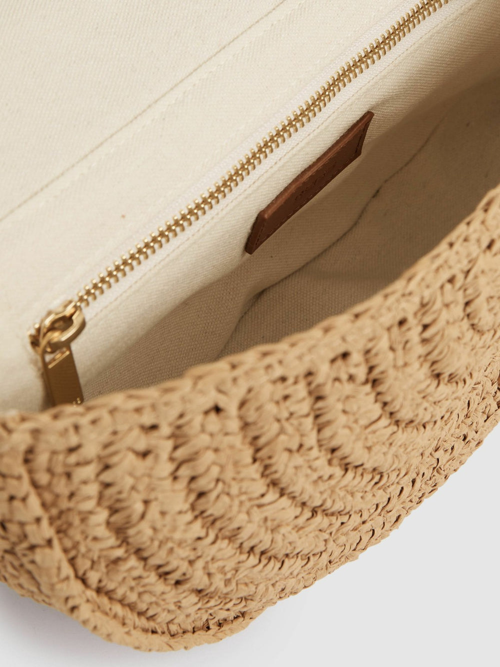 Raffia Half-Moon Clutch Bag Natural | Womens