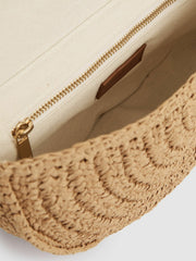Raffia Half-Moon Clutch Bag Natural | Womens