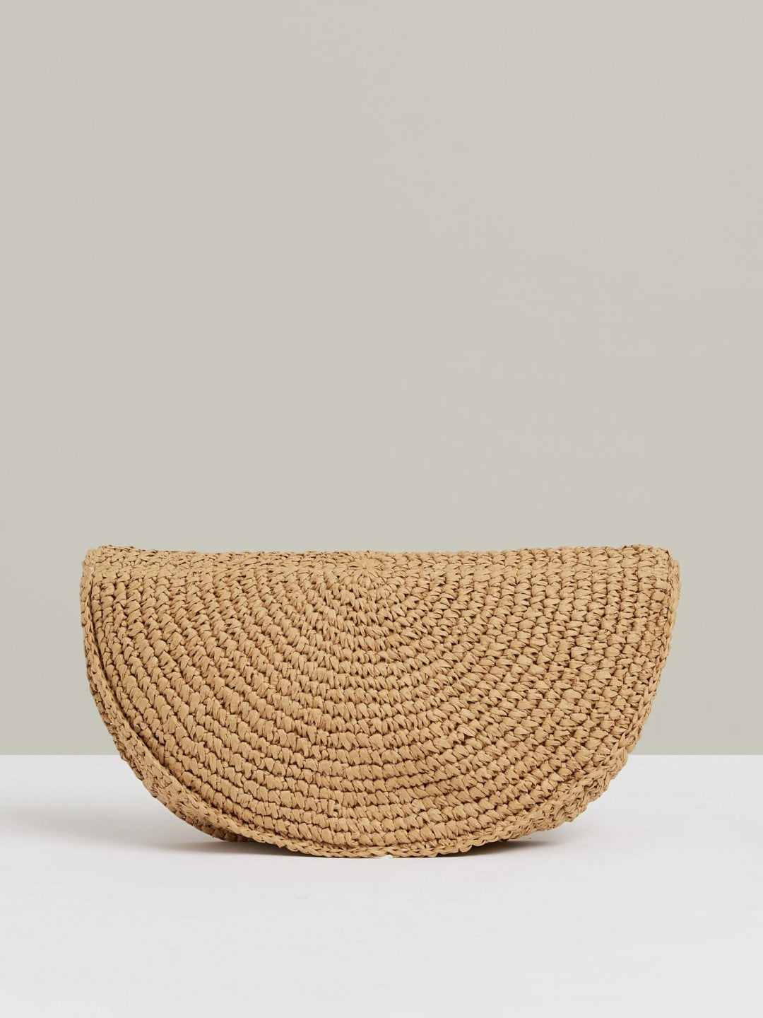 Raffia Half-Moon Clutch Bag Natural | Womens