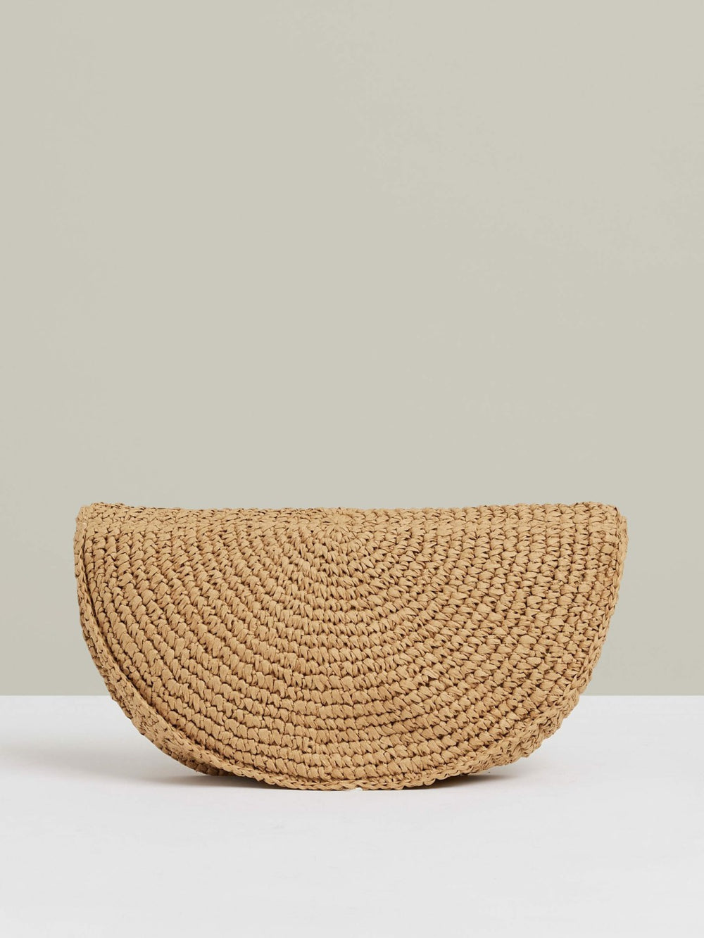 Raffia Half-Moon Clutch Bag Natural | Womens