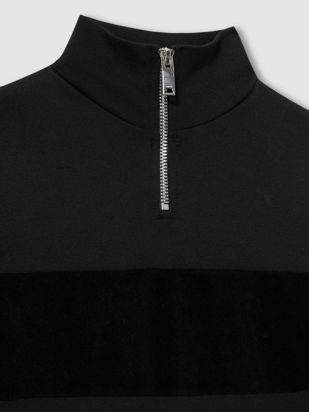 3-9 yrs Slim Fit Half-Zip Funnel Neck Velour Sweatshirt Black | Children