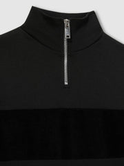 3-9 yrs Slim Fit Half-Zip Funnel Neck Velour Sweatshirt Black | Children