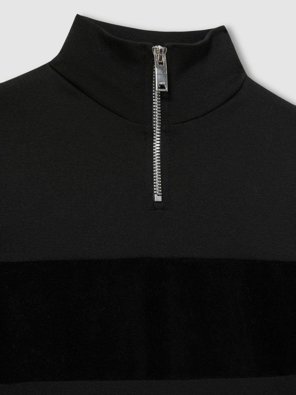 9-13 yrs Slim Fit Half-Zip Funnel Neck Velour Sweatshirt Black | Children