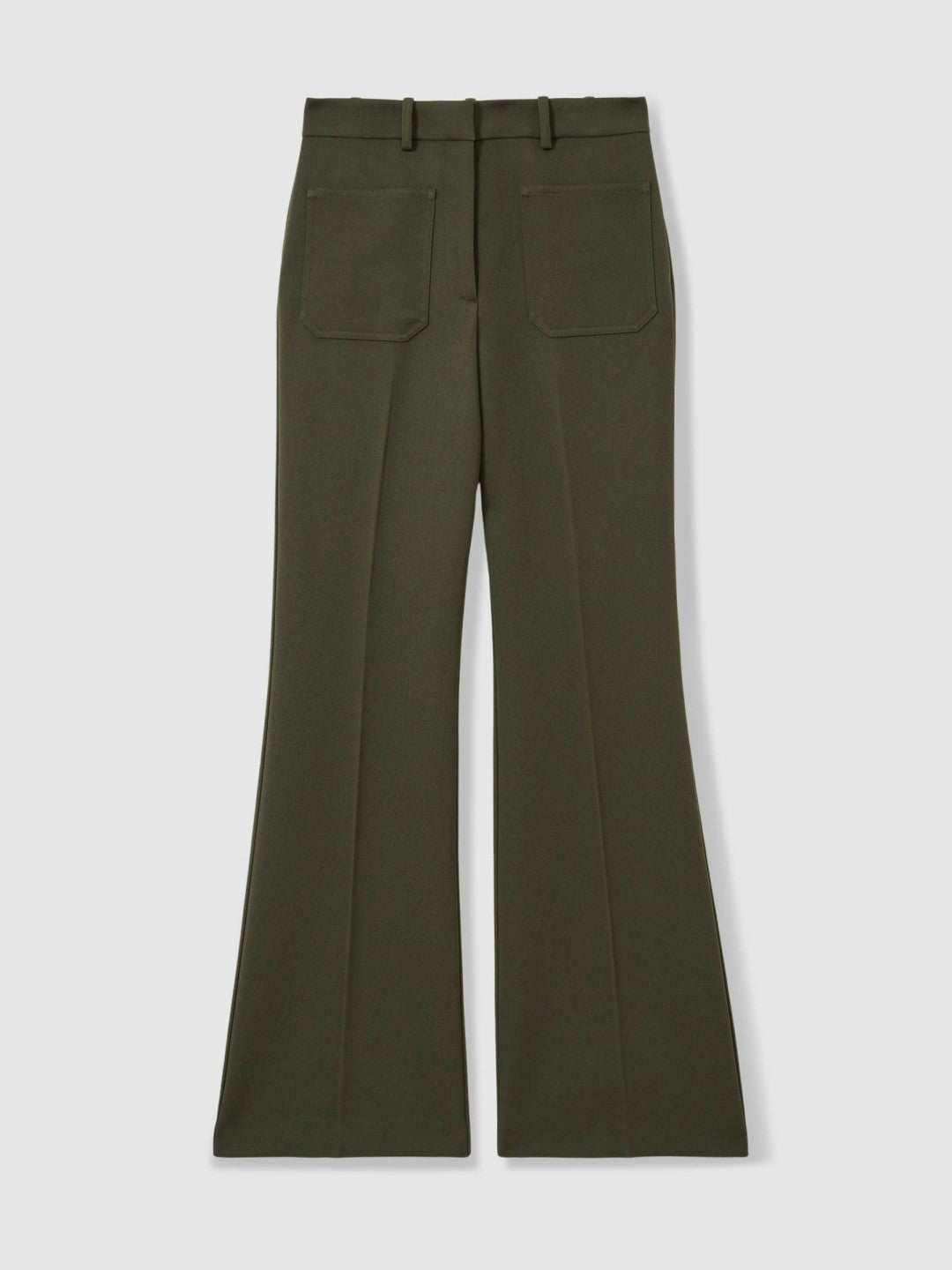 Twill Patch-Pocket Flared Trousers Green | Womens