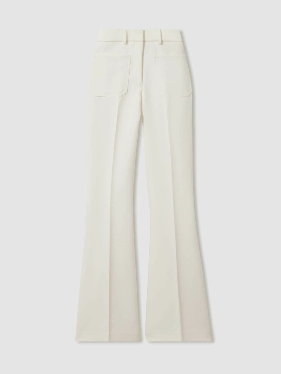 Petite Twill Patch-Pocket Flared Trousers Cream | Womens