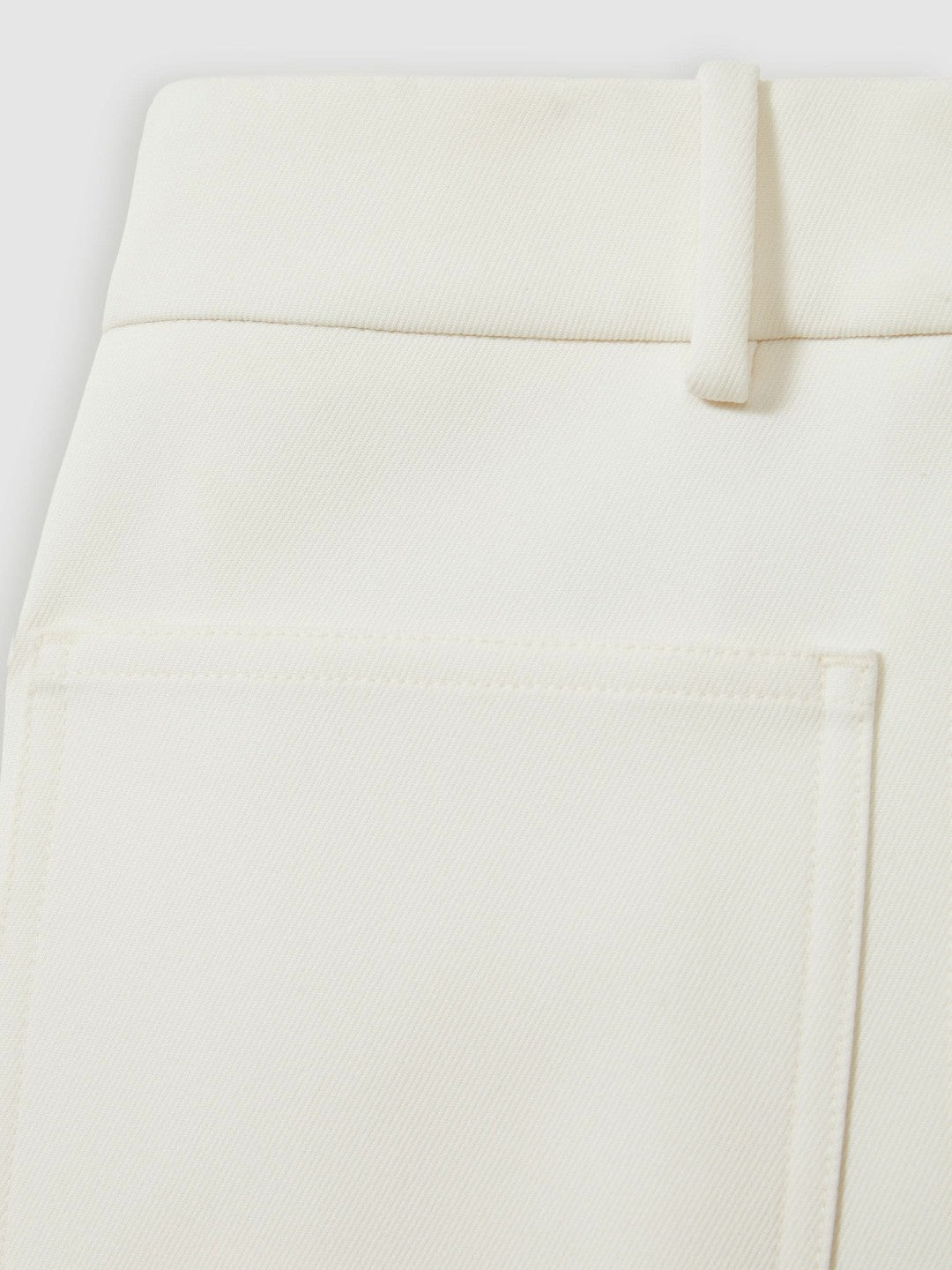 Petite Twill Patch-Pocket Flared Trousers Cream | Womens