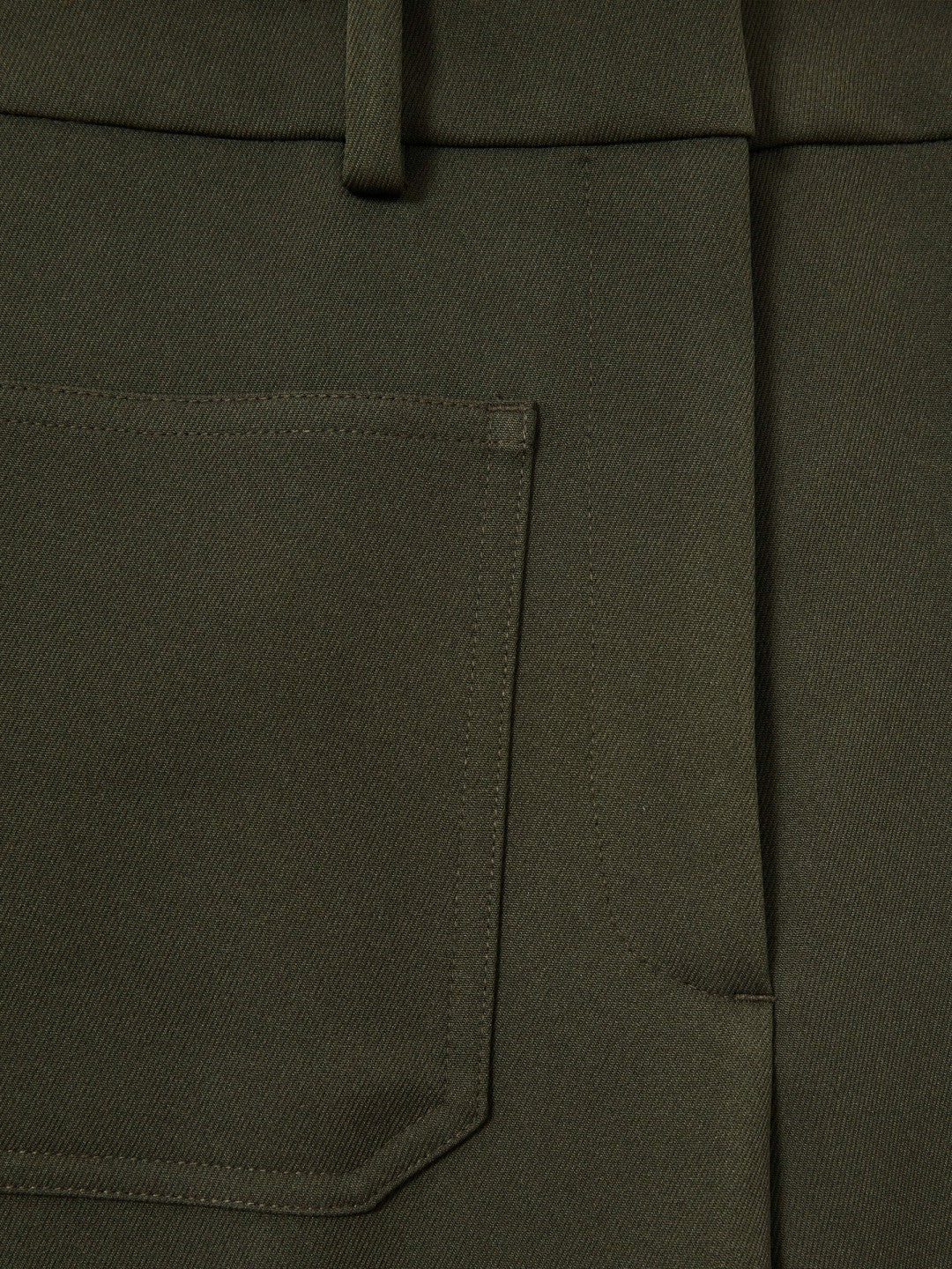 Petite Twill Patch-Pocket Flared Trousers Green | Womens