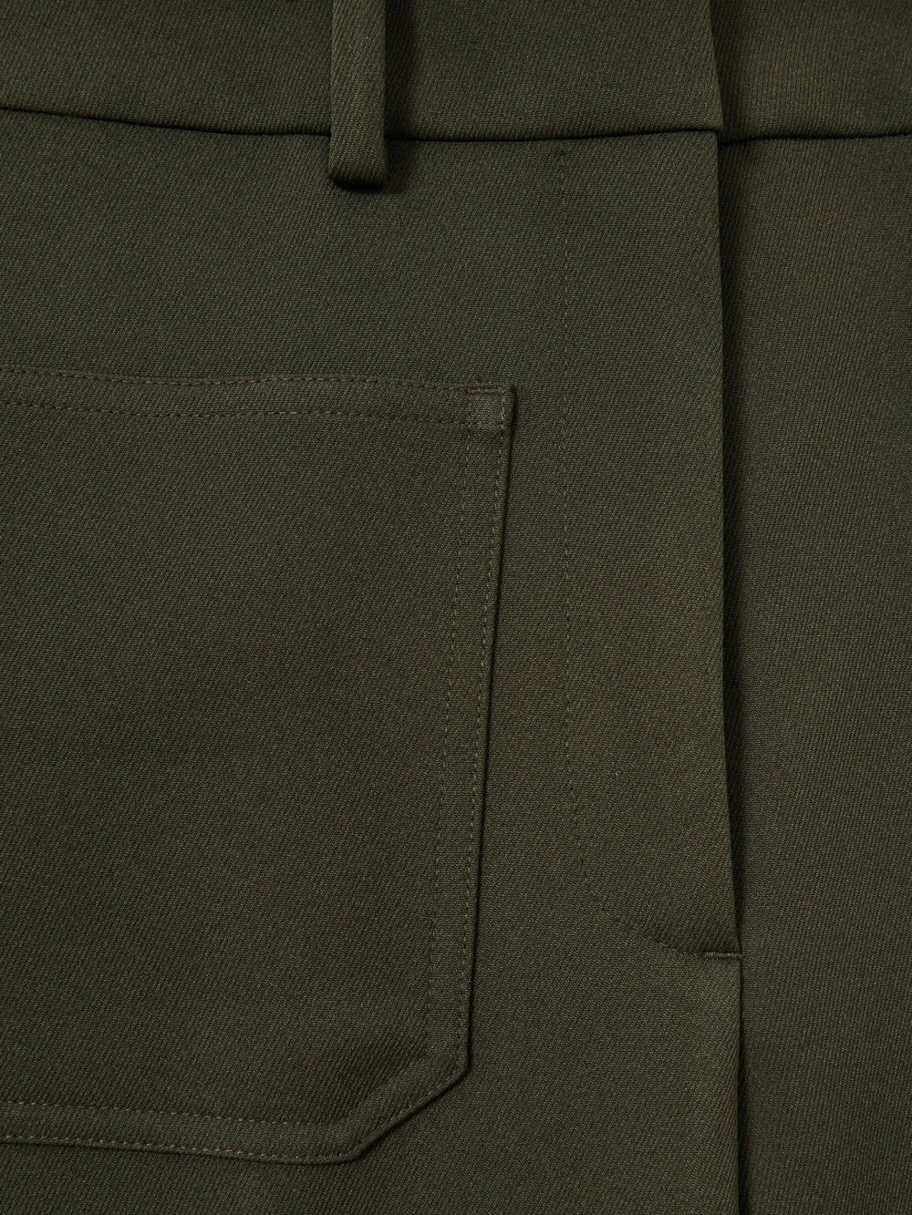 Petite Twill Patch-Pocket Flared Trousers Green | Womens