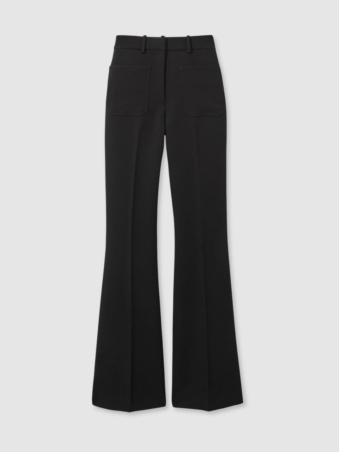 Petite Twill Patch-Pocket Flared Trousers Black | Womens