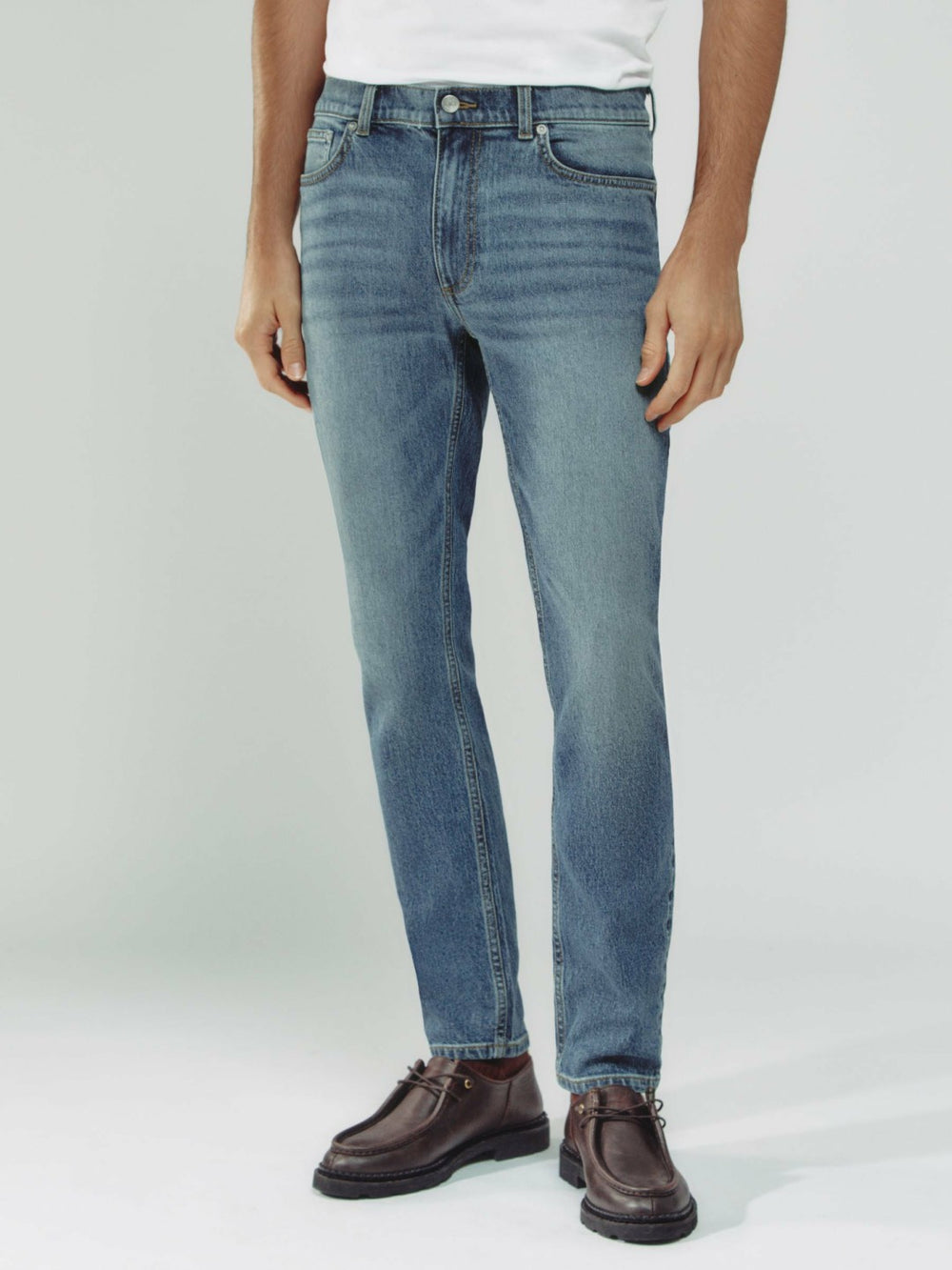Cotton-Stretch Slim-Fit Jeans Washed Indigo Green Cast | Mens