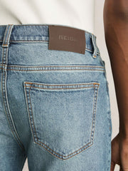 Cotton-Stretch Slim-Fit Jeans Washed Indigo Green Cast | Mens