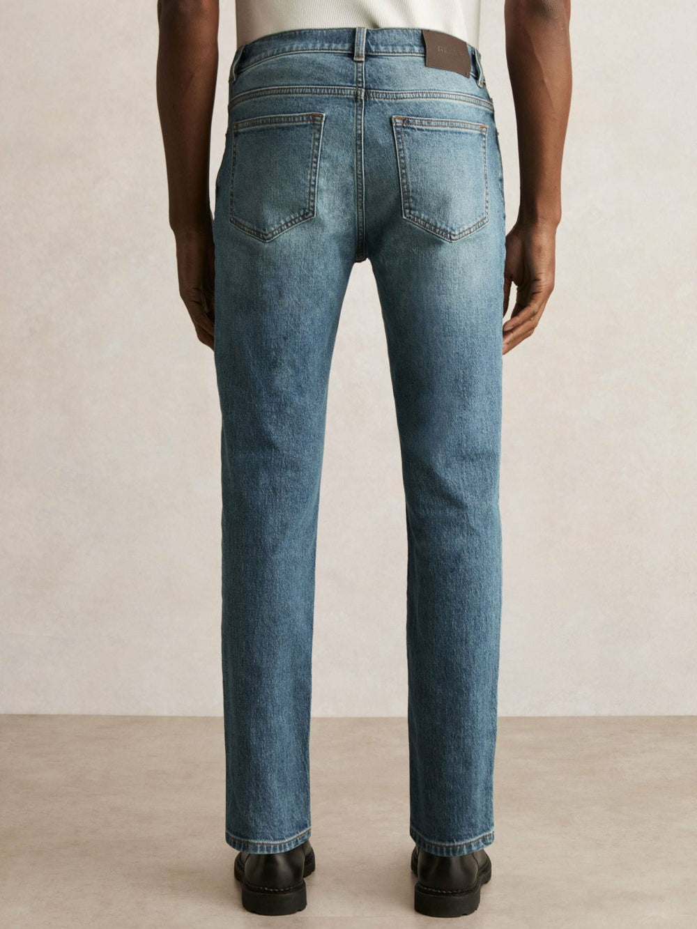 Cotton-Stretch Slim-Fit Jeans Washed Indigo Green Cast | Mens