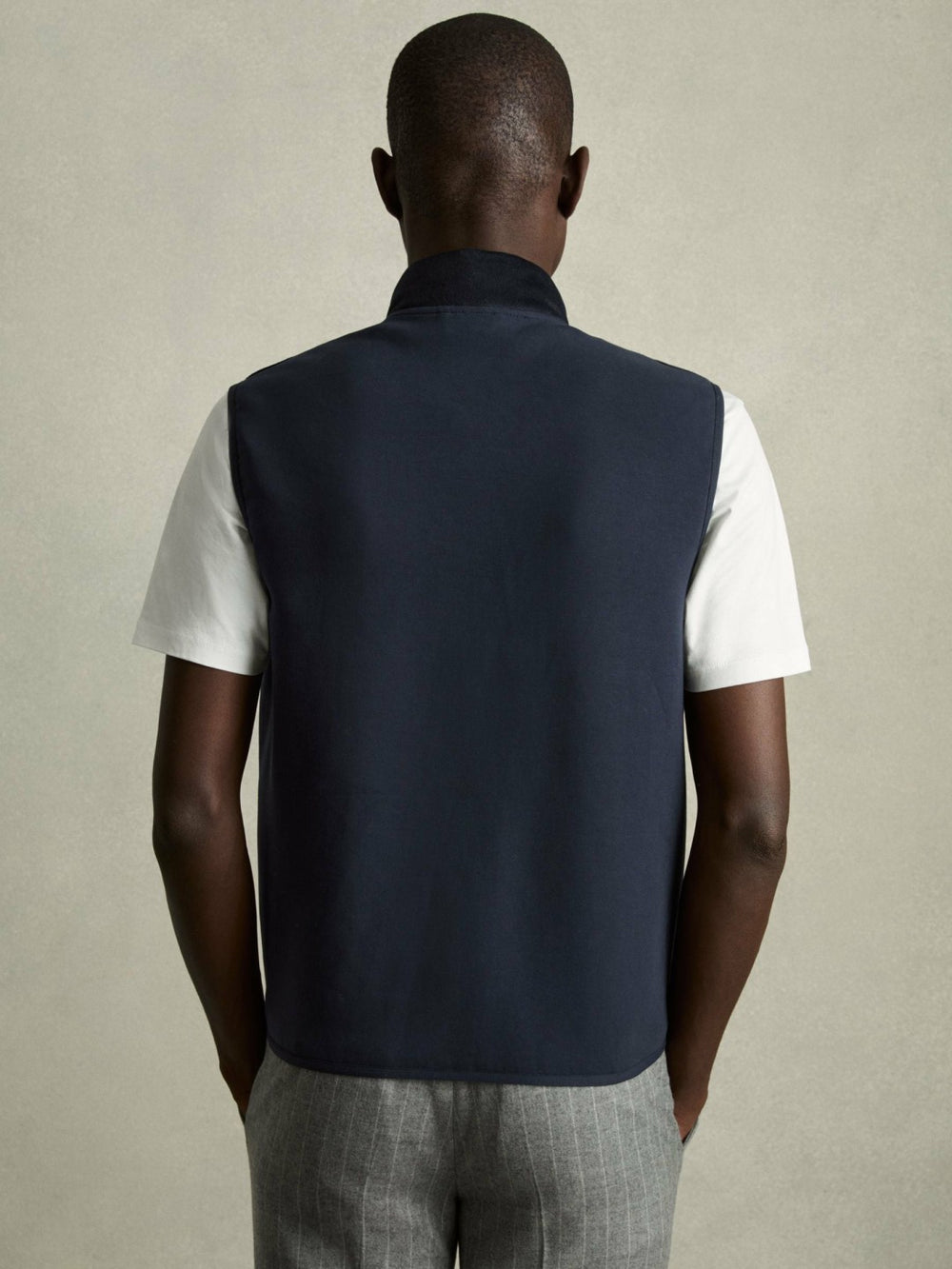 Brushed Jersey Quilted Gilet Navy | Mens