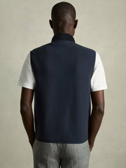 Brushed Jersey Quilted Gilet Navy | Mens