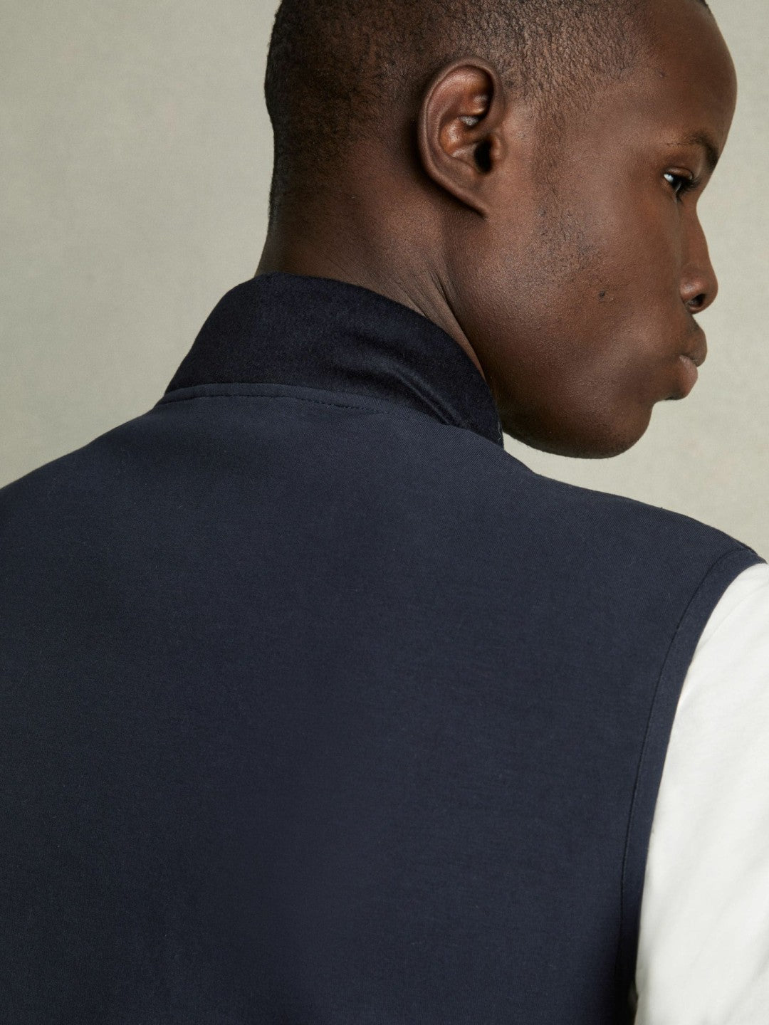 Brushed Jersey Quilted Gilet Navy | Mens
