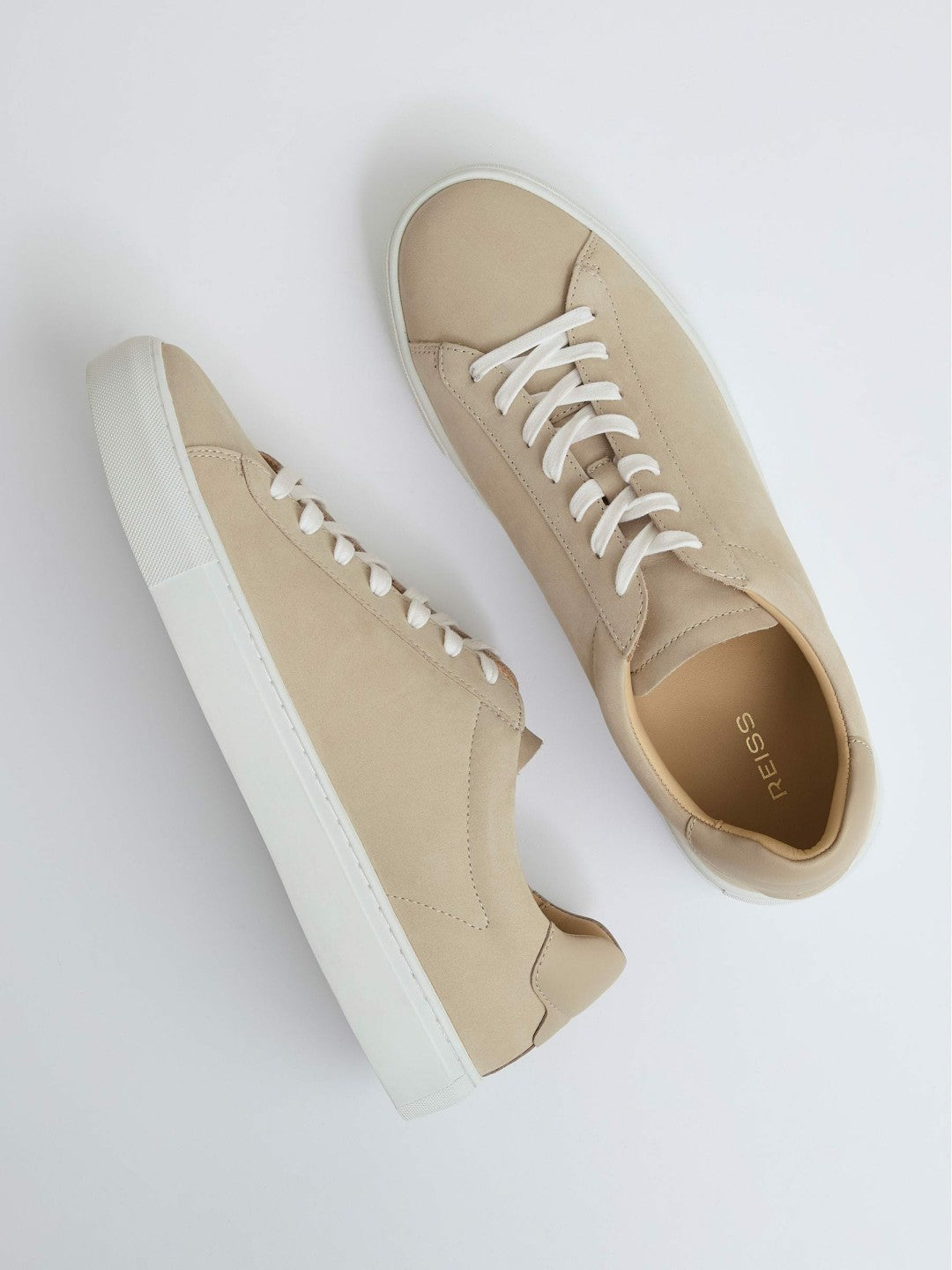 Nubuck Leather Low-Top Trainers Ecru | Mens