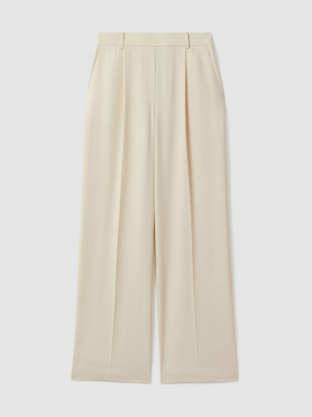 Elasticated-Waist Wide-Leg Twill Trousers Cream | Womens