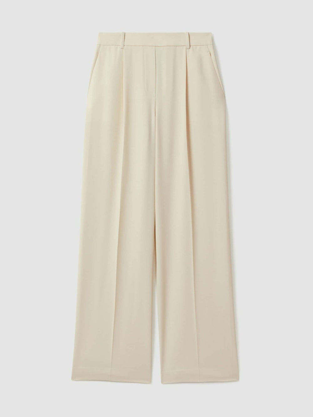 Elasticated-Waist Wide-Leg Twill Trousers Cream | Womens