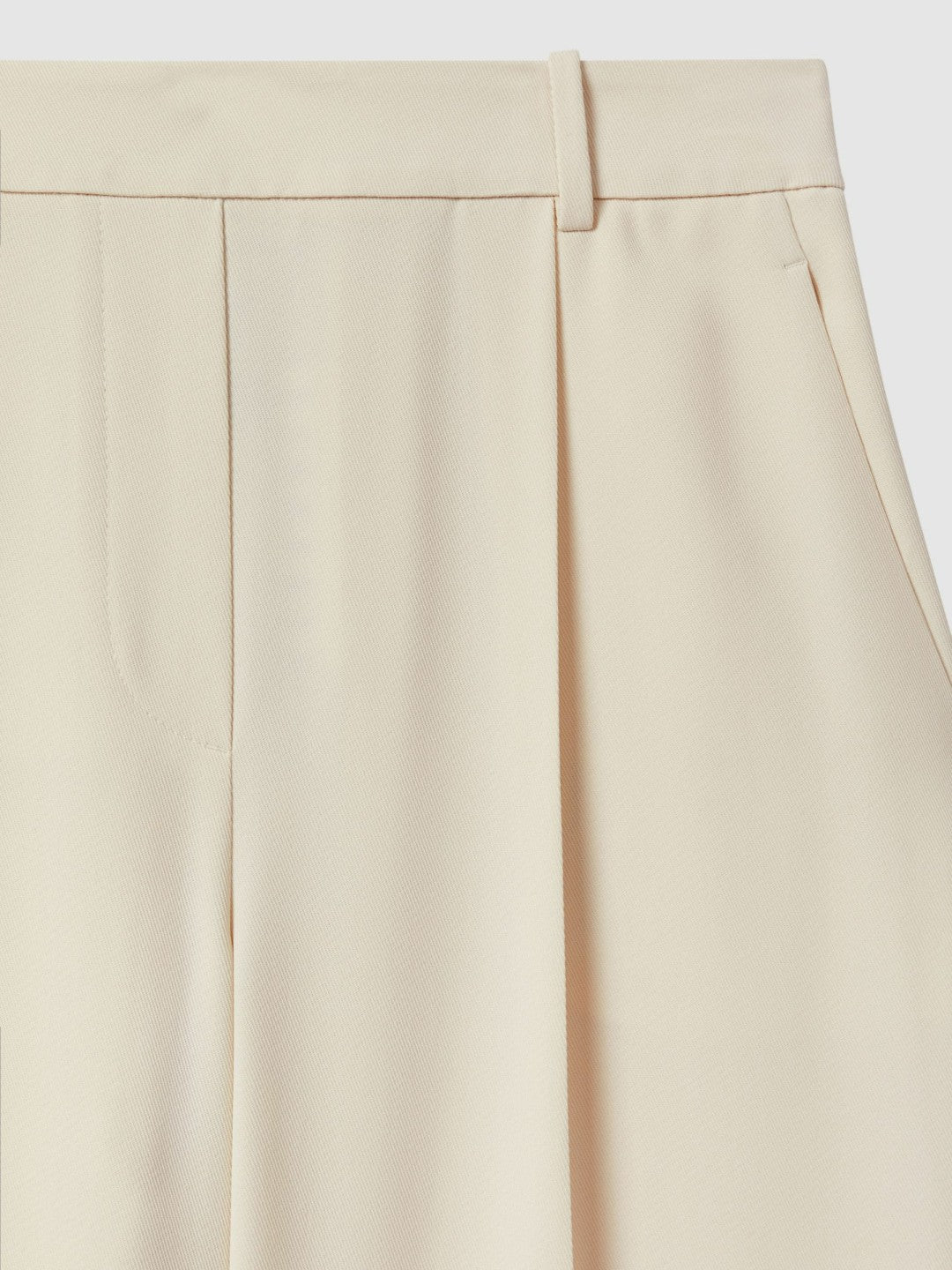 Elasticated-Waist Wide-Leg Twill Trousers Cream | Womens