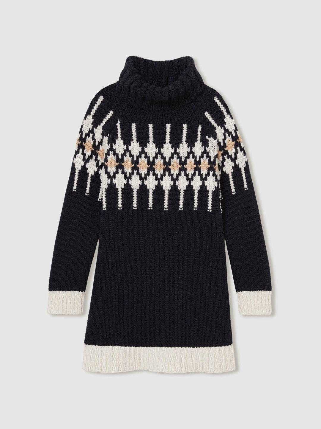 9-13 yrs Wool-Blend Fair Isle Roll-Neck Dress Navy | Children