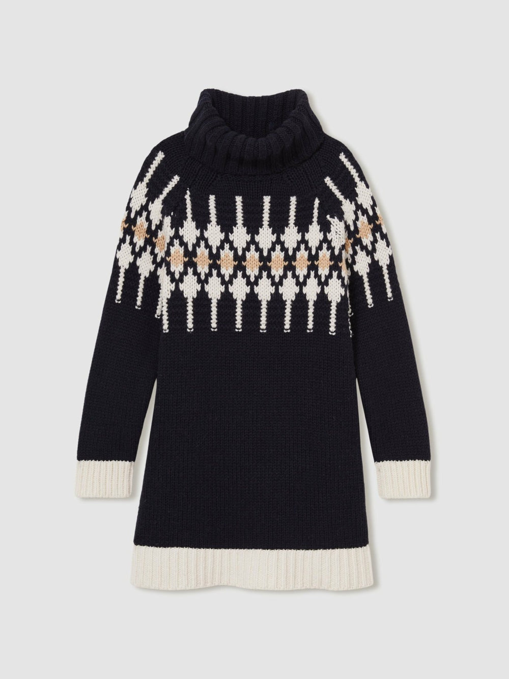 9-13 yrs Wool-Blend Fair Isle Roll-Neck Dress Navy | Children
