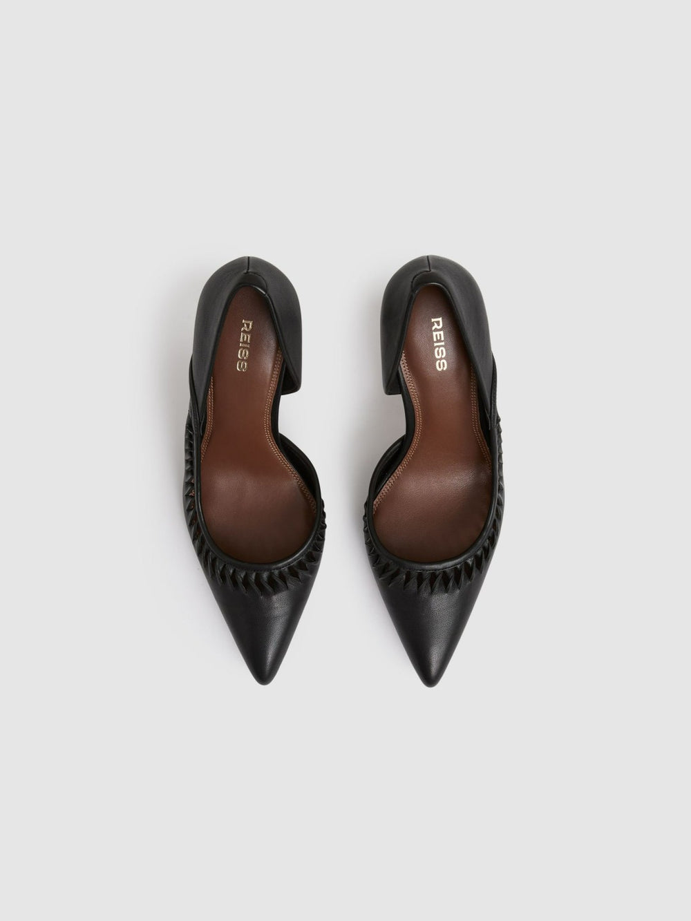 Leather Twist Detail Court Shoes Black | Womens