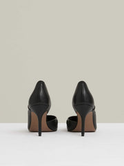 Leather Twist Detail Court Shoes Black | Womens