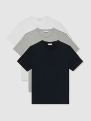 Cotton-Jersey Crew-Neck T-shirts 3 Pack Multi | Mens