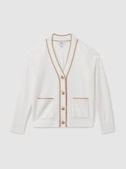 4-9 yrs Wool-Blend Stripe-Detail Cardigan With Cashmere Cream | Children