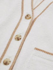 4-9 yrs Wool-Blend Stripe-Detail Cardigan With Cashmere Cream | Children