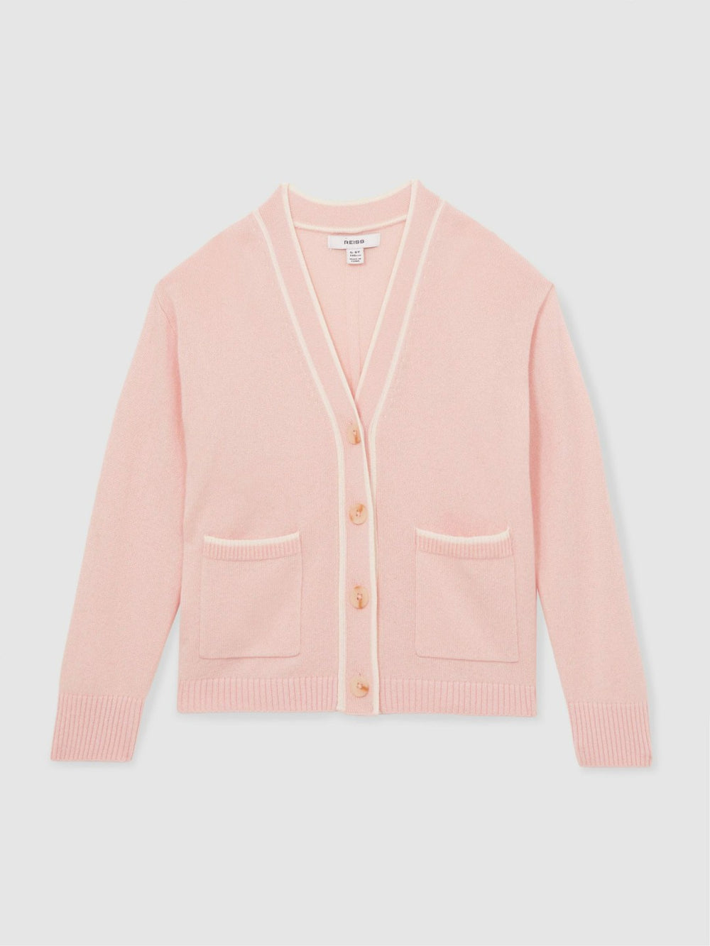 9-13 yrs Wool-Blend Tipped Cardigan Pink | Children