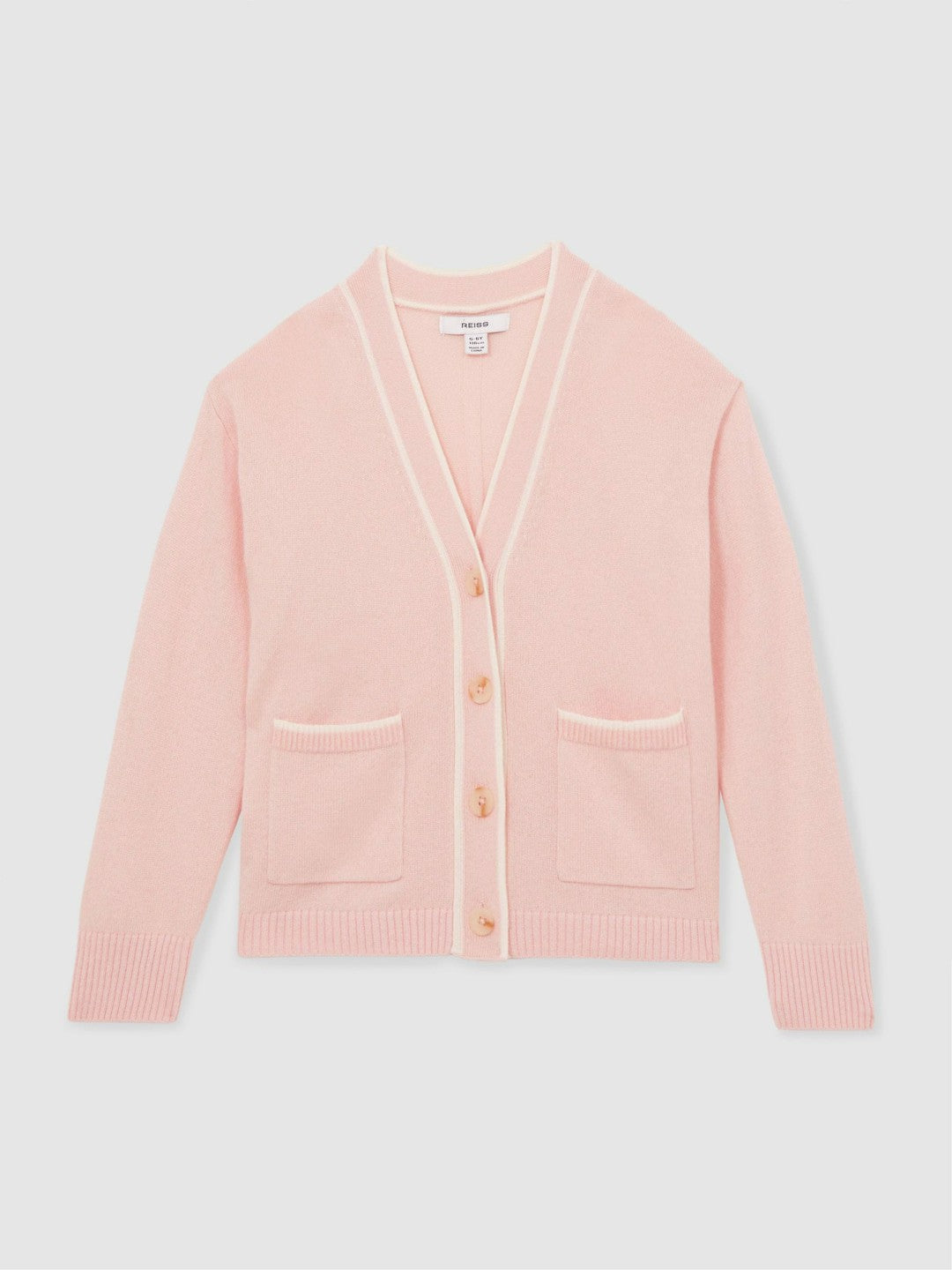 4-9 yrs Wool-Blend Stripe-Detail Cardigan With Cashmere Pink | Children