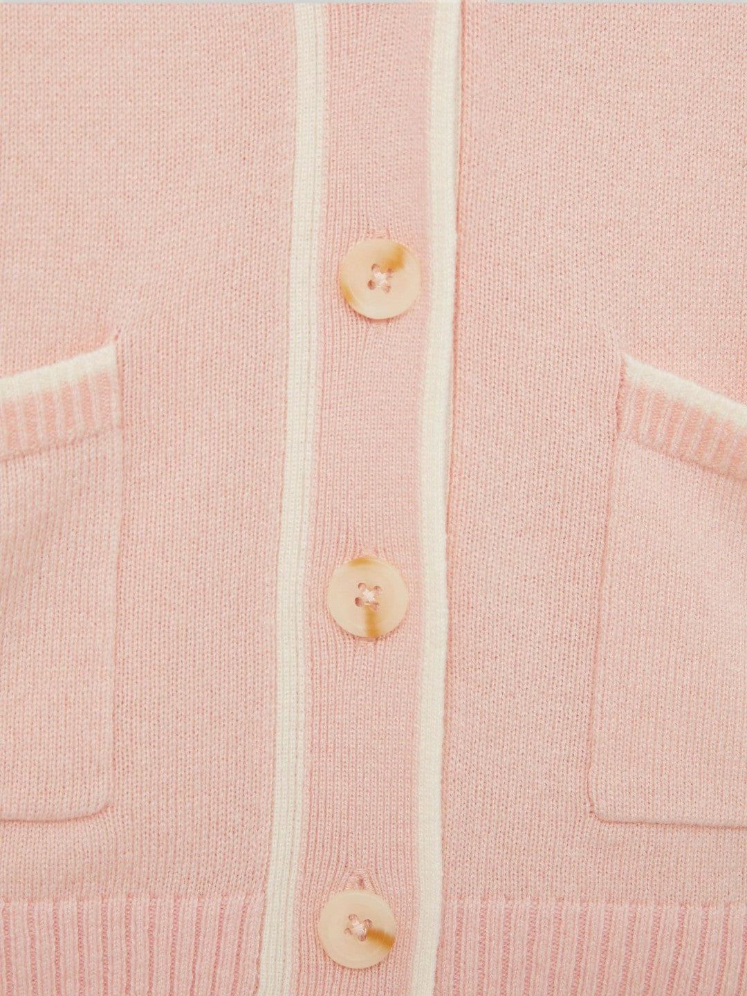 4-9 yrs Wool-Blend Stripe-Detail Cardigan With Cashmere Pink | Children