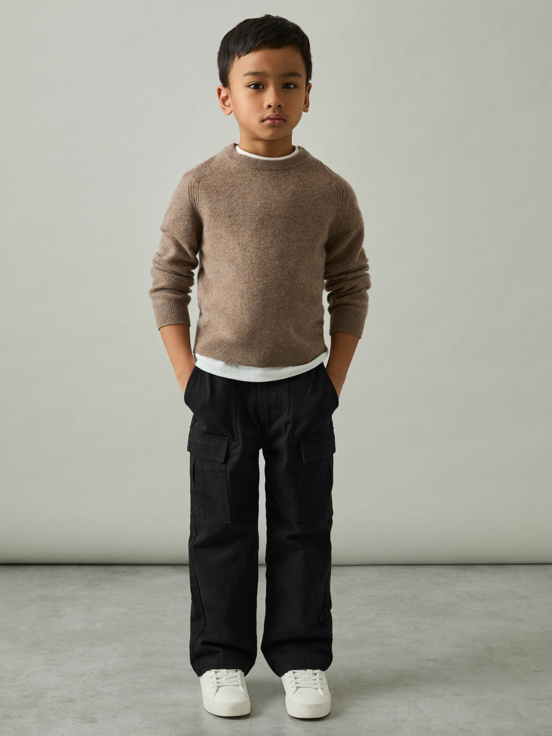 3-9 yrs 100% Cotton Straight Leg Cargo Trousers Black | Children