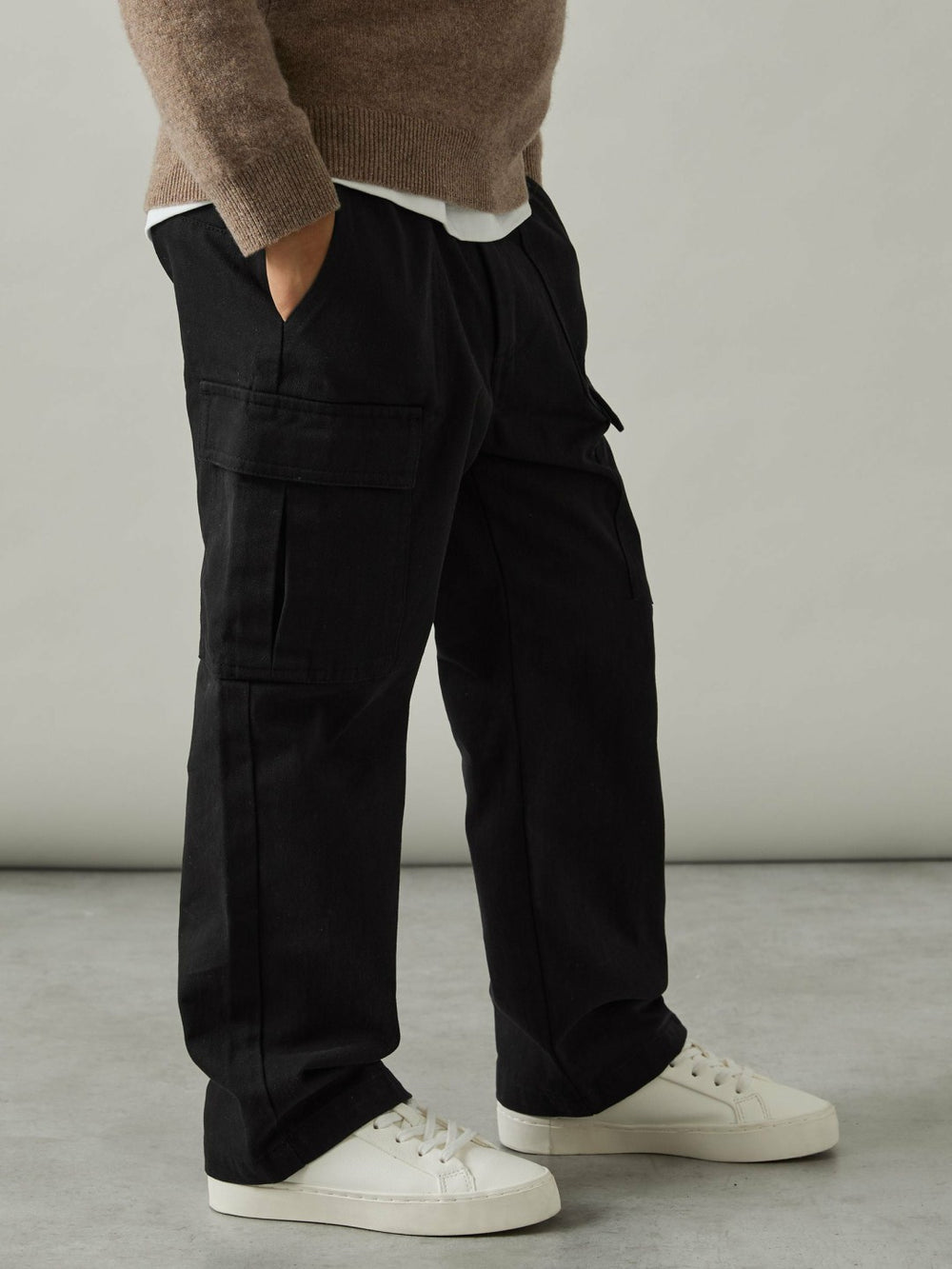 3-9 yrs 100% Cotton Straight Leg Cargo Trousers Black | Children