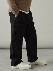 3-9 yrs 100% Cotton Straight Leg Cargo Trousers Black | Children