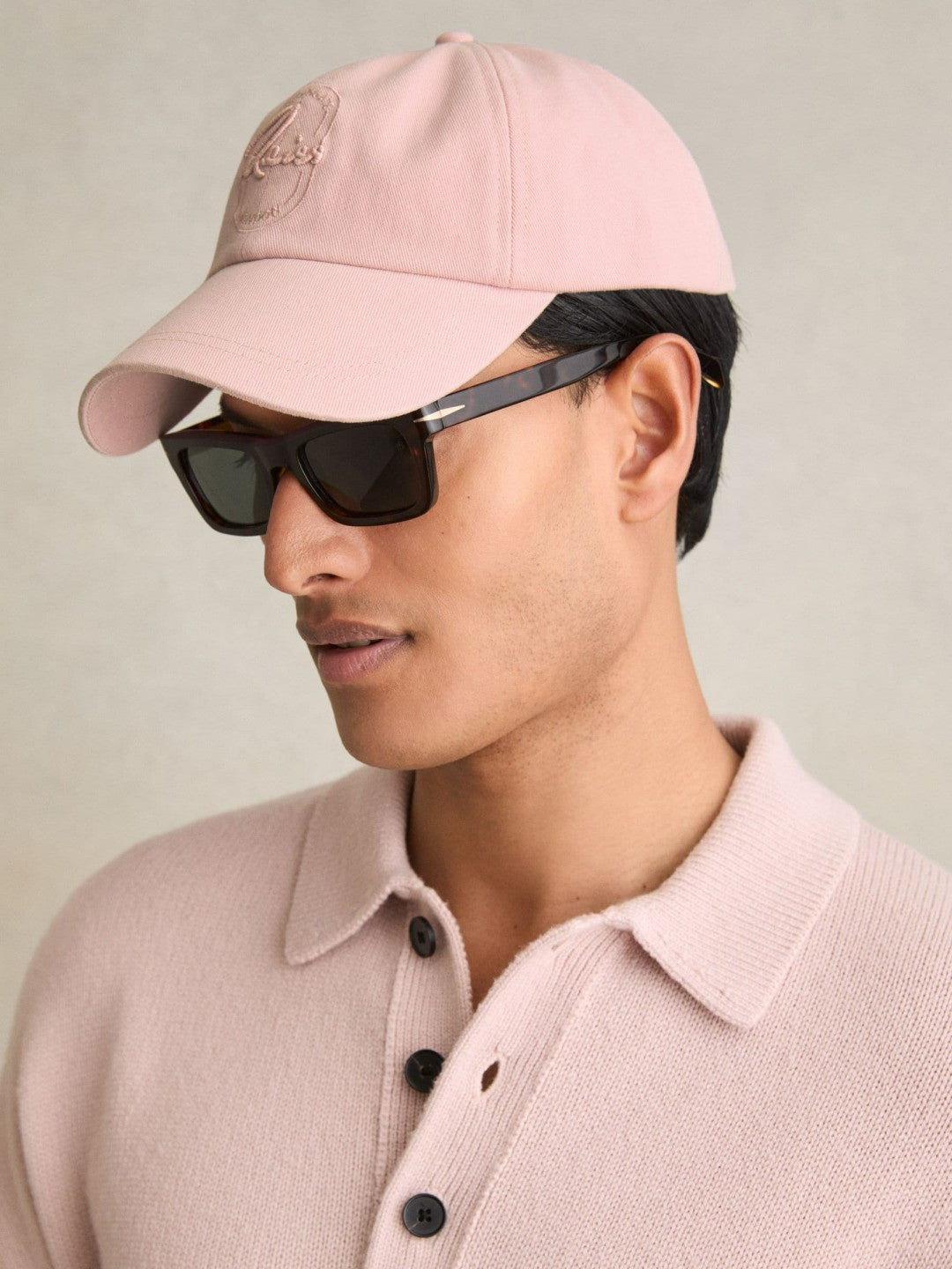 Cotton Logo-Embroidered Baseball Cap Washed Pink | Mens