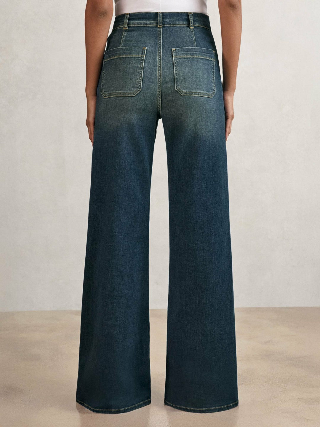 Petite Patch-Pocket Flared Jeans Mid Blue | Womens